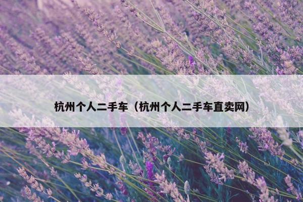 杭州个人二手车（杭州个人二手车直卖网）