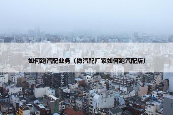 如何跑汽配业务（做汽配厂家如何跑汽配店）