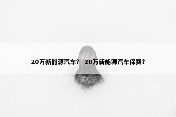 20万新能源汽车？ 20万新能源汽车保费？