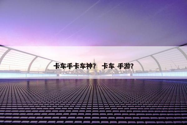 卡车手卡车神？ 卡车 手游？