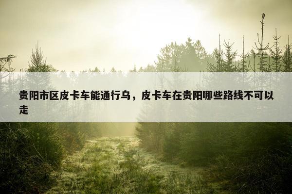 贵阳市区皮卡车能通行乌，皮卡车在贵阳哪些路线不可以走