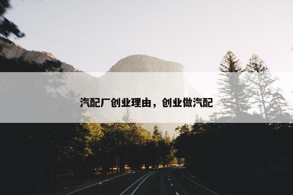汽配厂创业理由，创业做汽配
