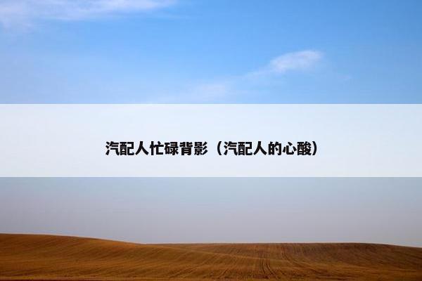 汽配人忙碌背影（汽配人的心酸）