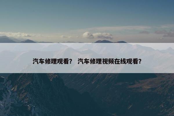 汽车修理观看？ 汽车修理视频在线观看？