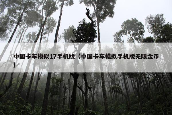 中国卡车模拟17手机版（中国卡车模拟手机版无限金币）