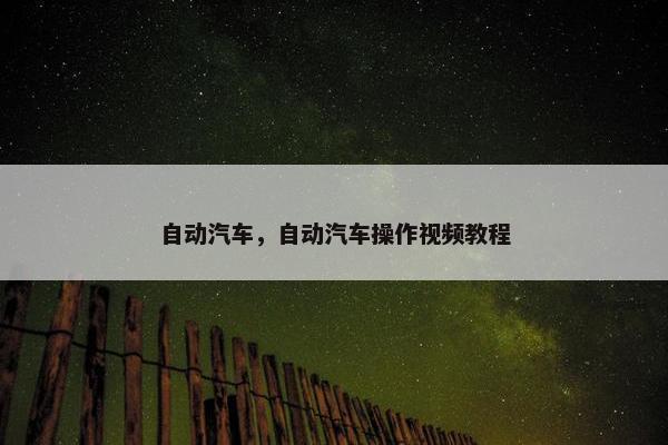 自动汽车，自动汽车操作视频教程