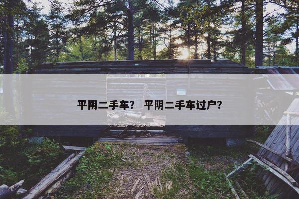 平阴二手车？ 平阴二手车过户？