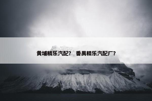黄埔精乐汽配？ 番禺精乐汽配厂？