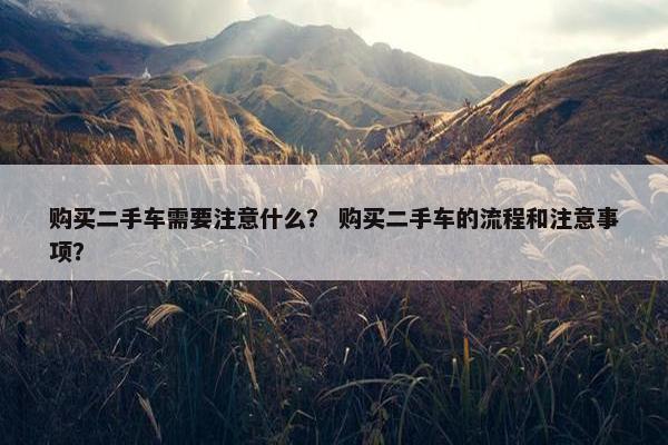 购买二手车需要注意什么？ 购买二手车的流程和注意事项？