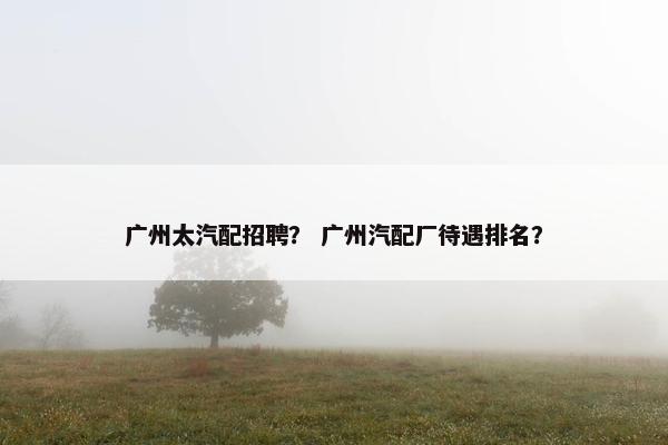广州太汽配招聘？ 广州汽配厂待遇排名？