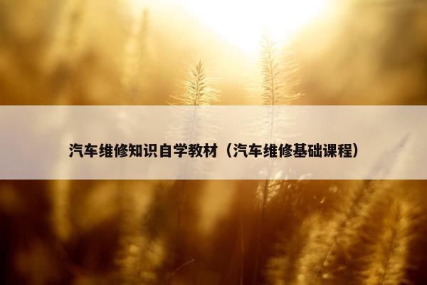 汽车维修知识自学教材（汽车维修基础课程）