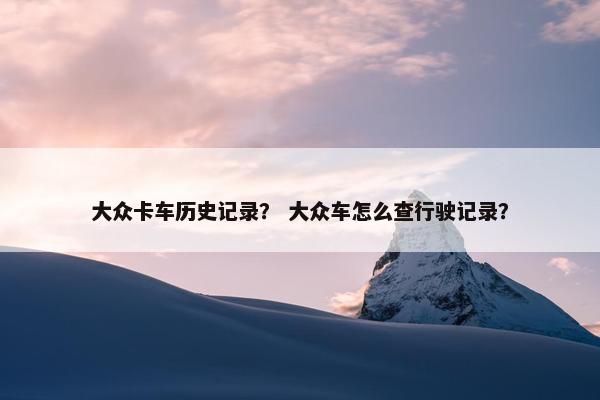 大众卡车历史记录？ 大众车怎么查行驶记录？