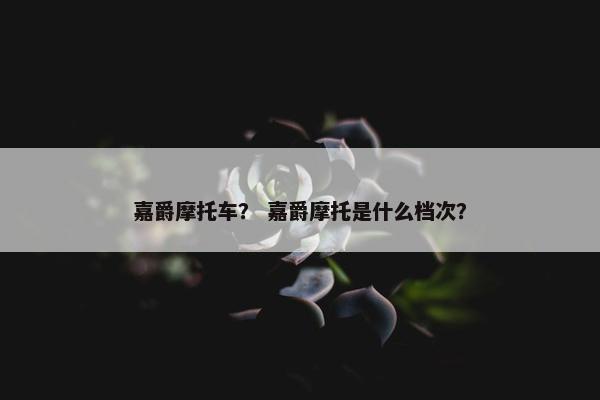 嘉爵摩托车？ 嘉爵摩托是什么档次？