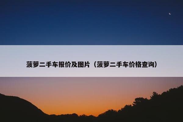 菠萝二手车报价及图片（菠萝二手车价格查询）