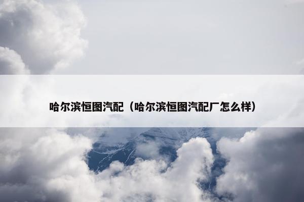 哈尔滨恒图汽配（哈尔滨恒图汽配厂怎么样）