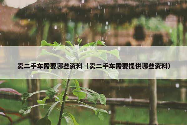 卖二手车需要哪些资料（卖二手车需要提供哪些资料）