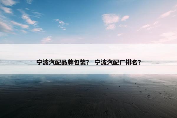 宁波汽配品牌包装？ 宁波汽配厂排名？