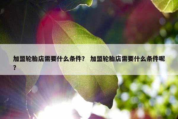 加盟轮胎店需要什么条件？ 加盟轮胎店需要什么条件呢？
