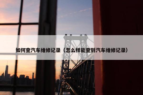 如何查汽车维修记录（怎么样能查到汽车维修记录）