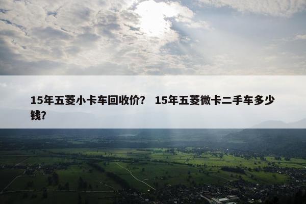 15年五菱小卡车回收价？ 15年五菱微卡二手车多少钱？