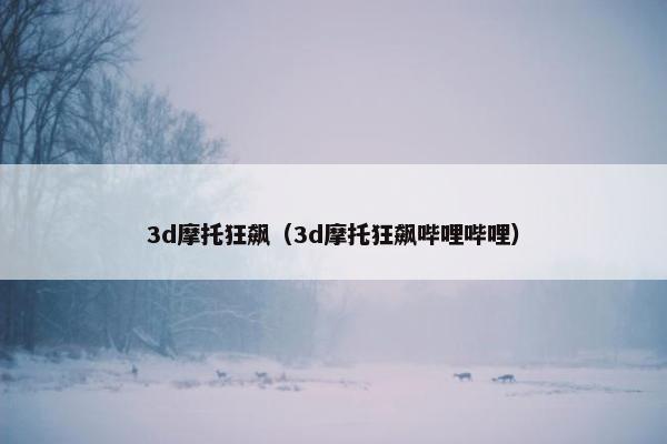 3d摩托狂飙（3d摩托狂飙哔哩哔哩）