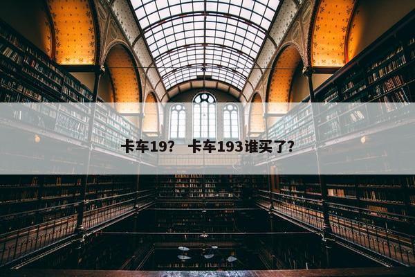 卡车19？ 卡车193谁买了？