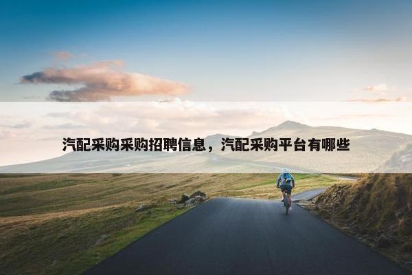 汽配采购采购招聘信息，汽配采购平台有哪些