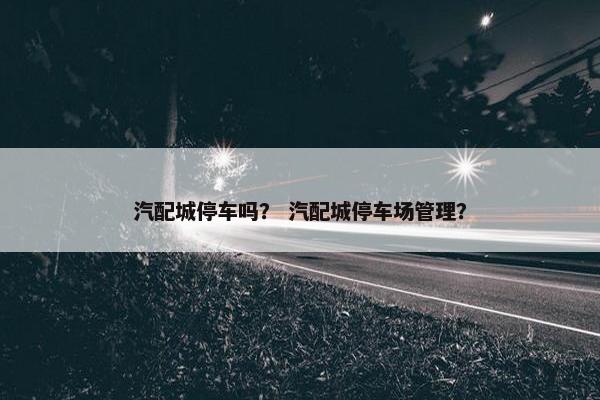 汽配城停车吗？ 汽配城停车场管理？