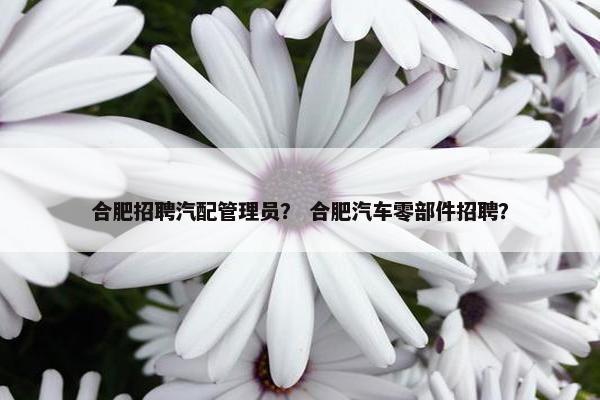 合肥招聘汽配管理员？ 合肥汽车零部件招聘？
