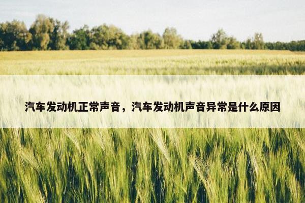 汽车发动机正常声音，汽车发动机声音异常是什么原因