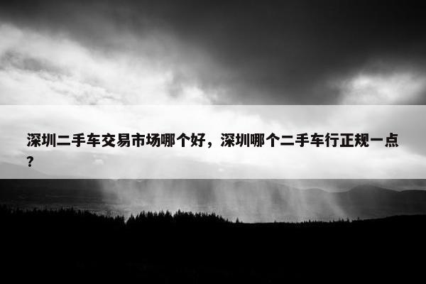 深圳二手车交易市场哪个好，深圳哪个二手车行正规一点?